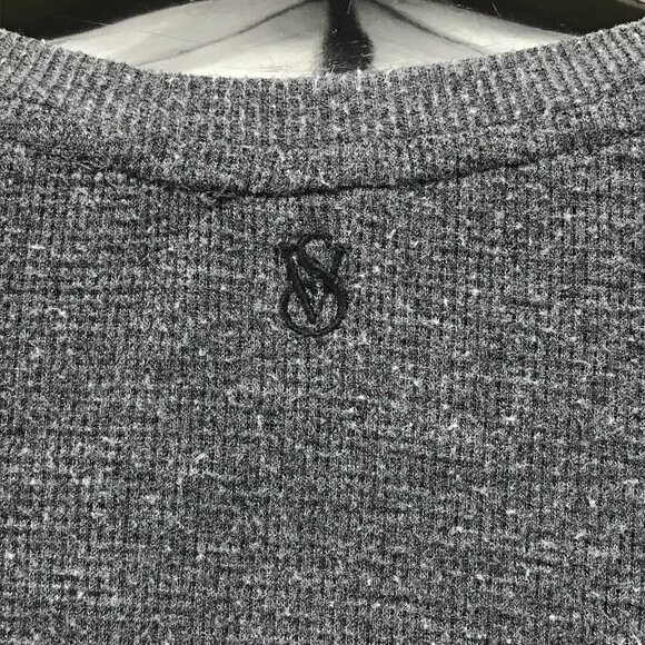 Victoria's Secret Waffle Knit Crew Neck Tee Women's Small Gray Thermal Stretch - Picture 6 of 12